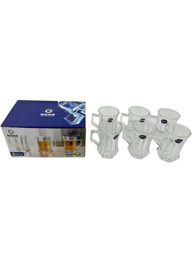 SAQOWARE Saqoware 6 Pcs Tea Glass Mug Set With Handle, 235ml  - Image 3