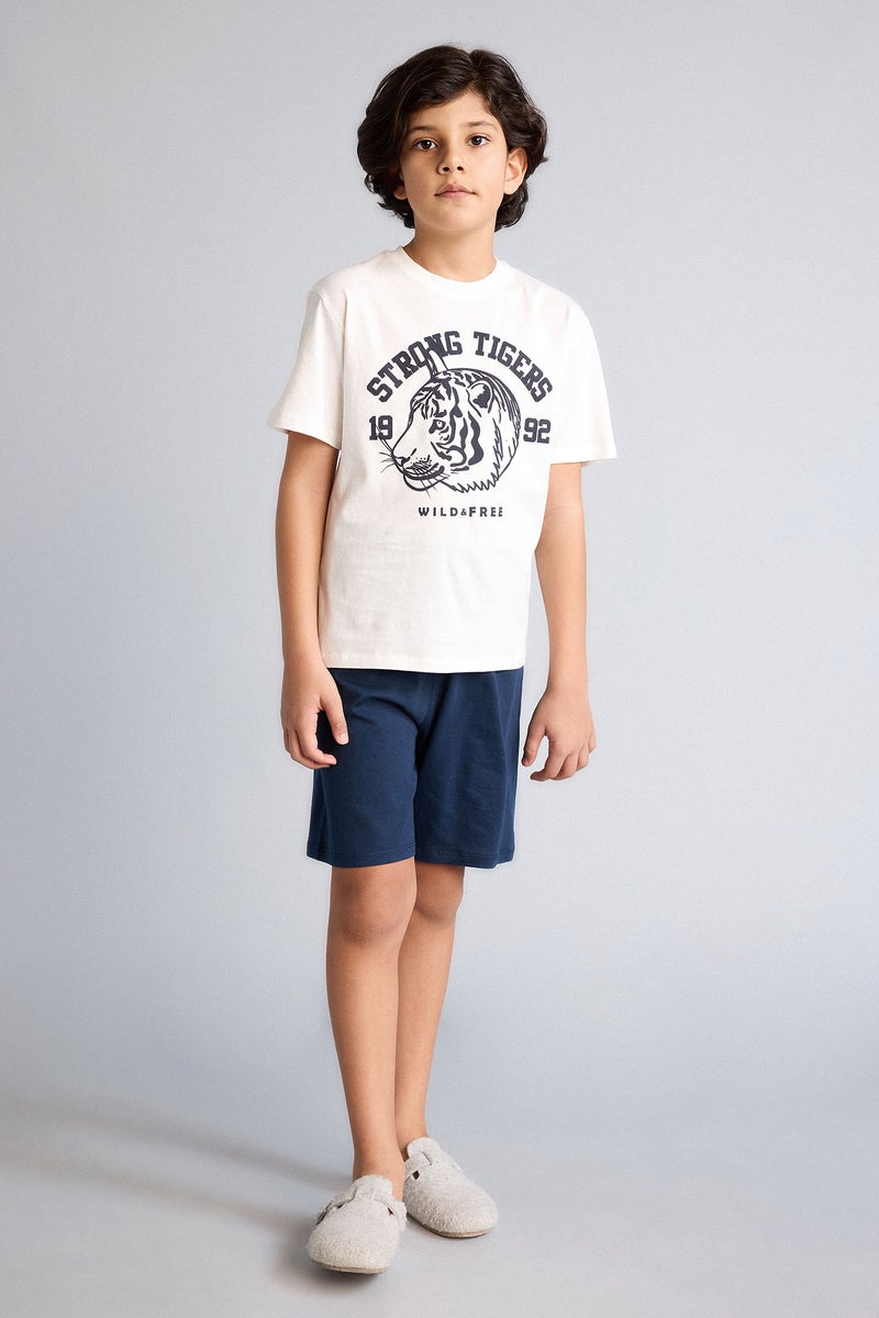 DeFacto Beige Boy Boy 100% Cotton 2 Piece Pyjamas Set Casual - Image 2