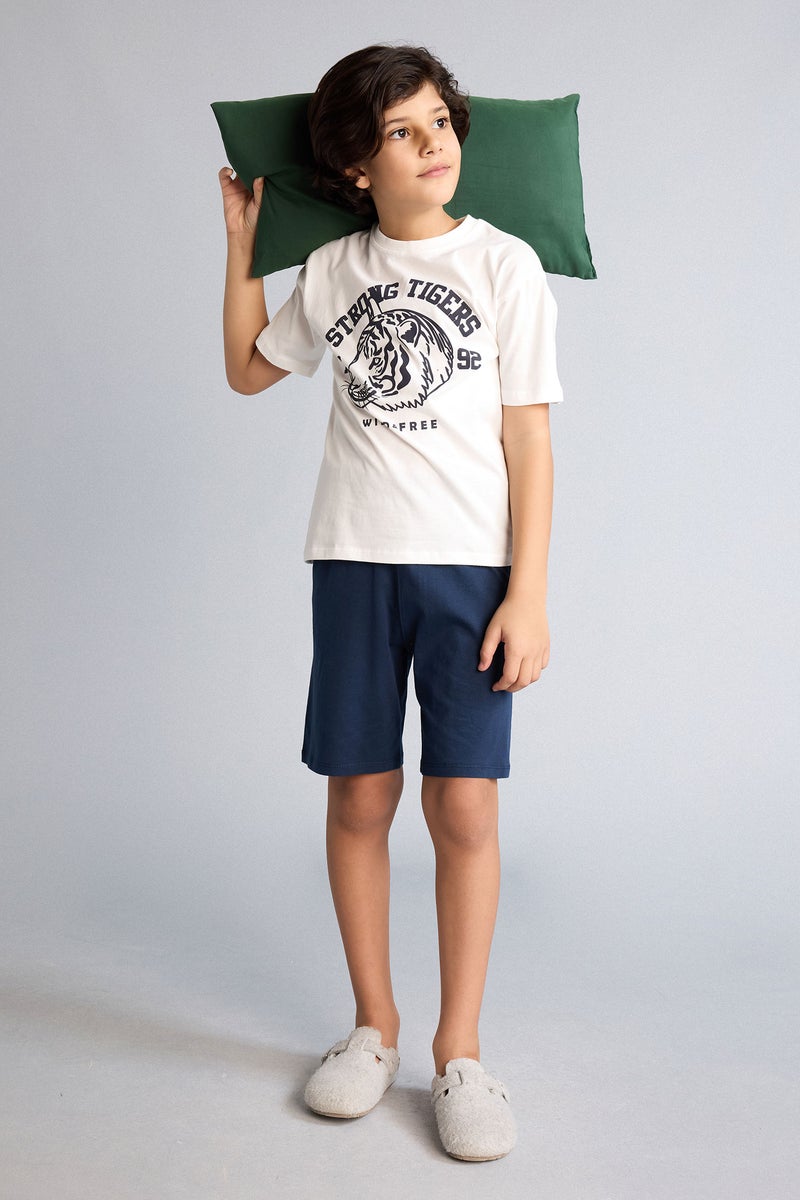 DeFacto Beige Boy Boy 100% Cotton 2 Piece Pyjamas Set Casual - Image 1