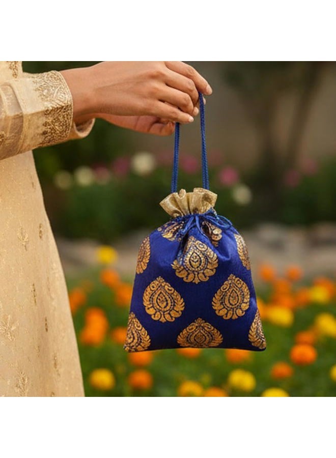 Touchstone Gorgeous Indian Traditional Large Drawstring Bags Pouches Potli For Gift Wedding Jewelry Packaging Bridal Party Favors Assorted Colors Set Of 9 For Women. - Image 5