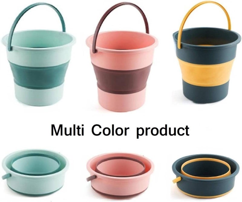 Vinsh Enterprise VINSH ENTERPRISE Foldable Silicone BucketCollapsible Bucket with Strong Folding Gallon Bucket Flexible BPA Free Design Sturdy Handle for Hiking Backpacking Camping Outdoor Multicolor 5 L - Image 2