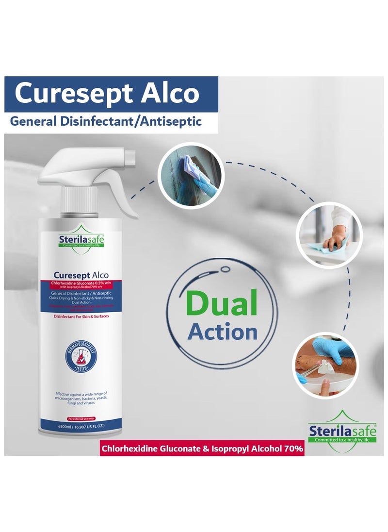 Sterilasafe Sterilasafe CureSept Alco General Antiseptic & Disinfectant, For Skin & Surfaces, Chlorhexidine Gluconate 0.5% With Alcohol 70%, 500 ML  - Image 4