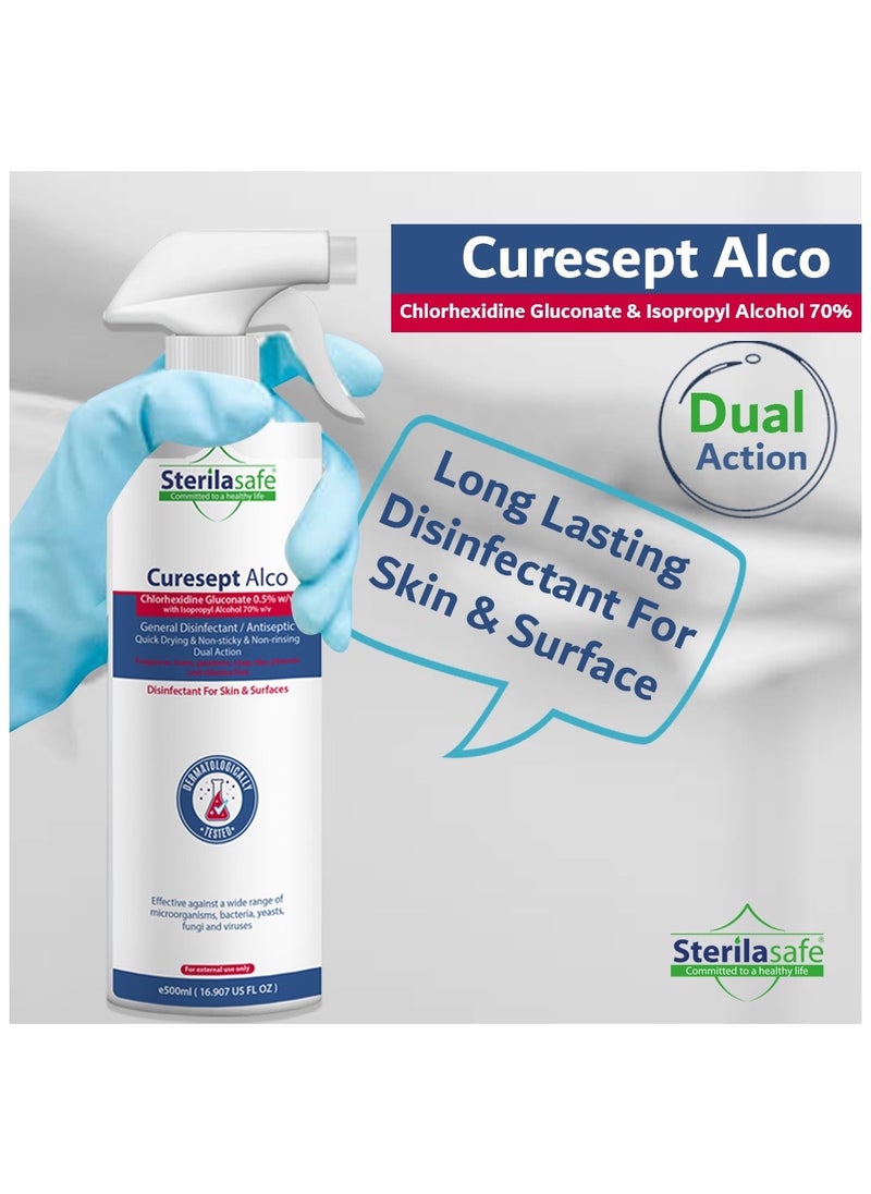 Sterilasafe Sterilasafe CureSept Alco General Antiseptic & Disinfectant, For Skin & Surfaces, Chlorhexidine Gluconate 0.5% With Alcohol 70%, 500 ML  - Image 5