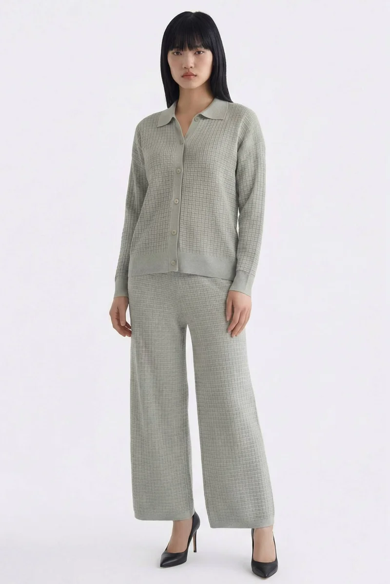 ذا اديتورز ماركت Huera High-Rise Waffle-Knit Pants