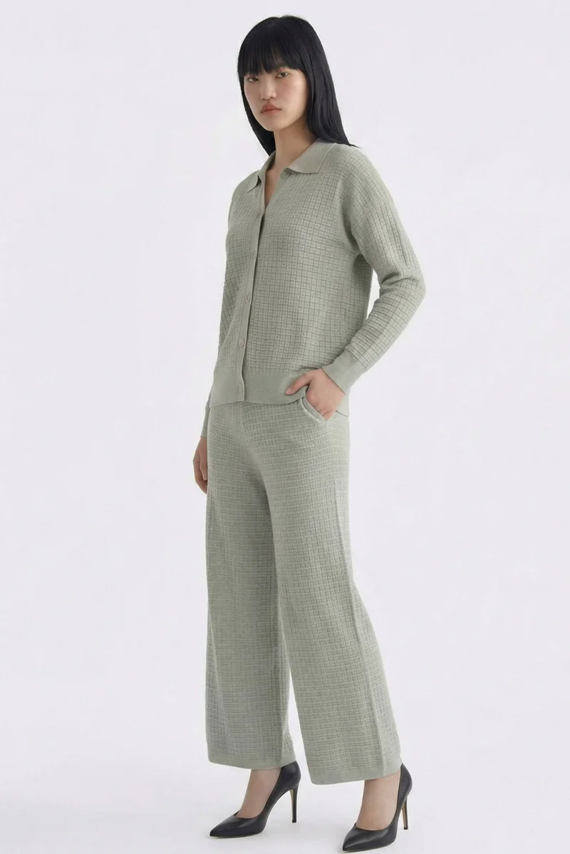 ذا اديتورز ماركت Huera High-Rise Waffle-Knit Pants