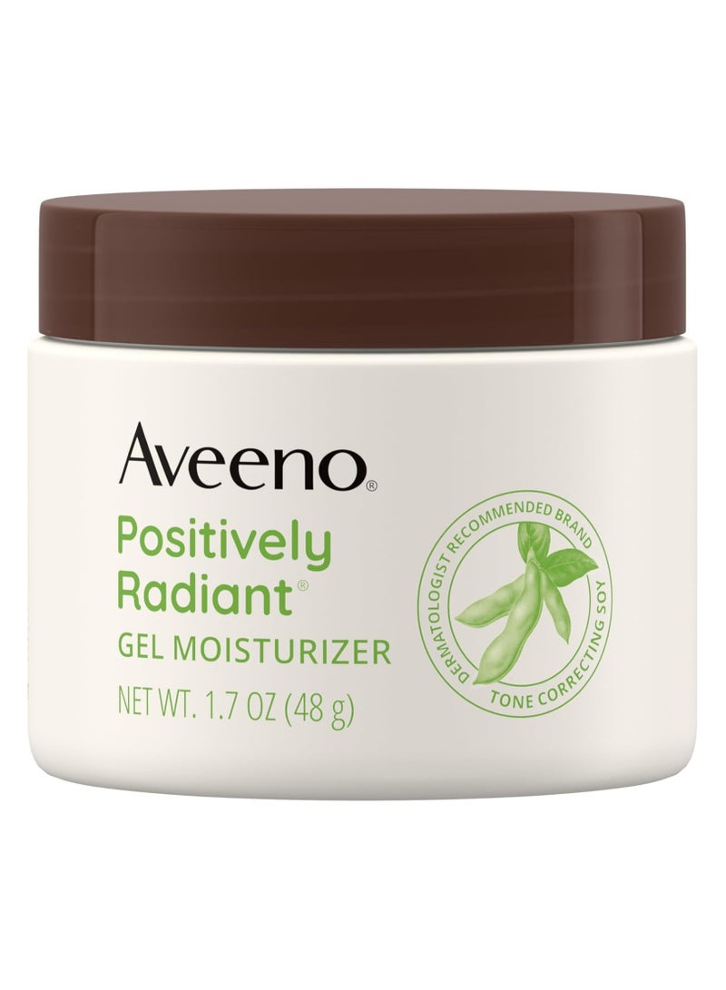 Aveeno Positively Radiant Daily Facial Moisturizer with Soy Tone Correcting Gel Cream Hydrating and Brightening Facial Gel Cream Evens Skin Tone and Texture Hypoallergenic 1.7 oz - Image 1