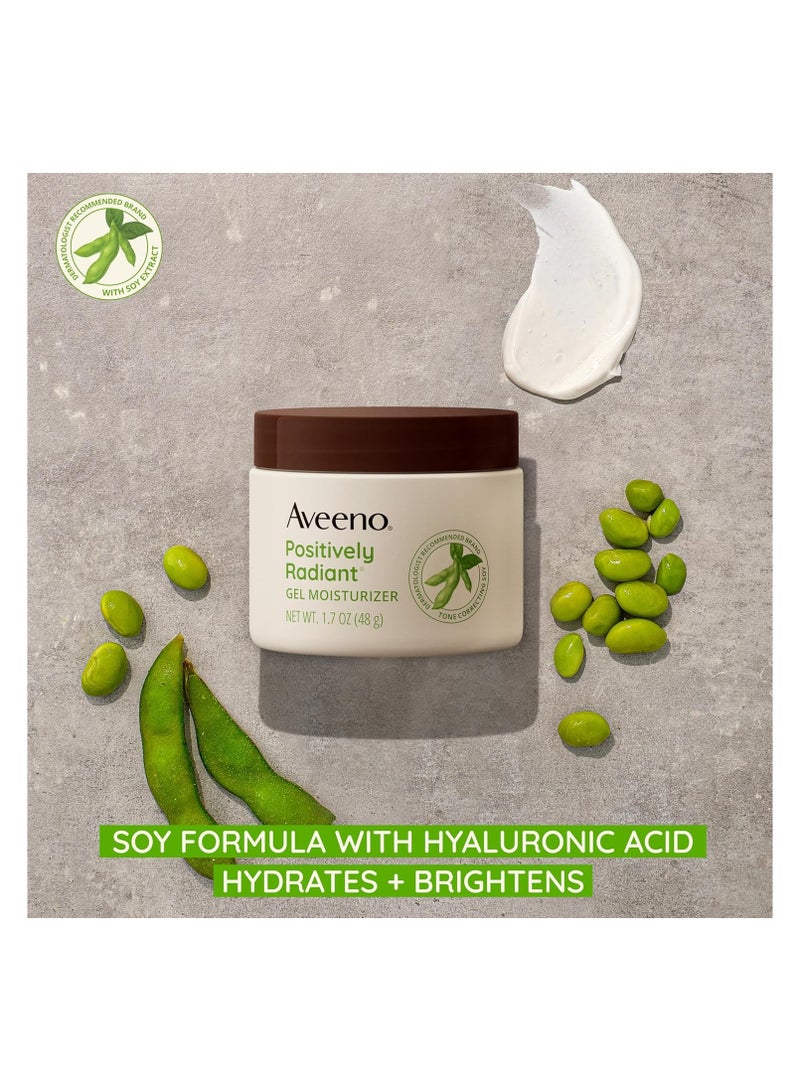 Aveeno Positively Radiant Daily Facial Moisturizer with Soy Tone Correcting Gel Cream Hydrating and Brightening Facial Gel Cream Evens Skin Tone and Texture Hypoallergenic 1.7 oz - Image 2