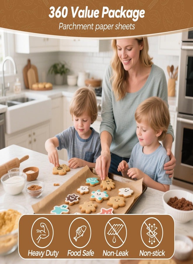 Tripho 360 Count 12"x 16" Heavy Duty Parchment Paper Baking Sheets, No-Stick & No-Leak Unbleached Baking Paper, Pre-cut Half Parchment Paper Sheets for Oven, Air Fryer, Microwave - Image 2