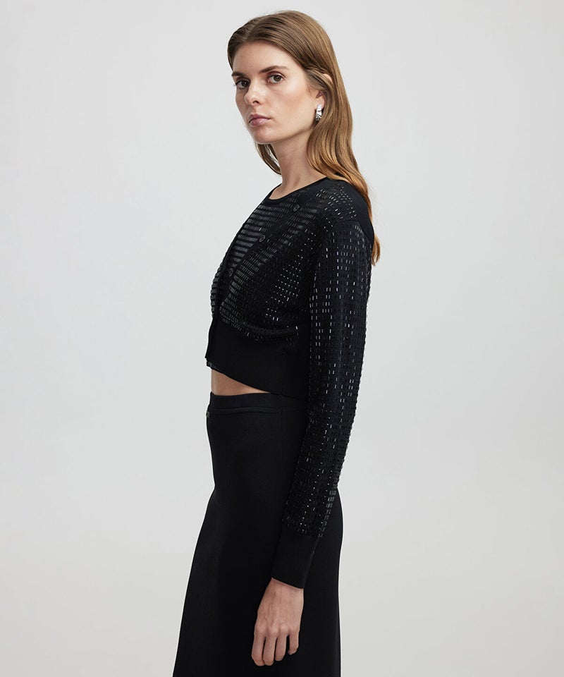 Ipekyol Crop Cardigan With Rhinestones - Image 3