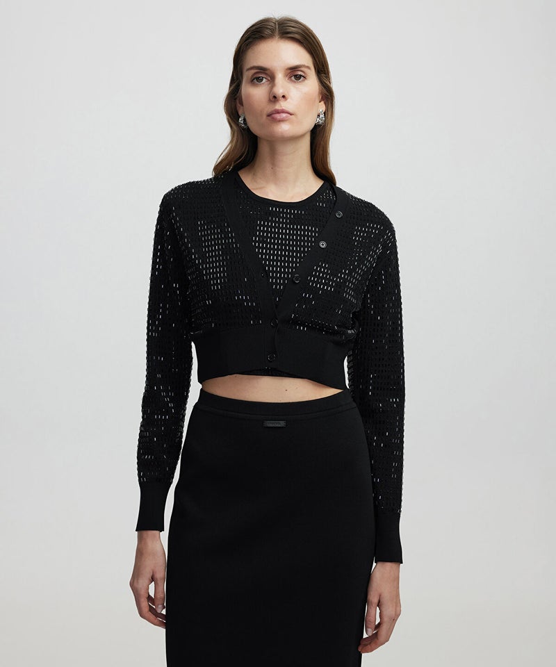 Ipekyol Crop Cardigan With Rhinestones - Image 2