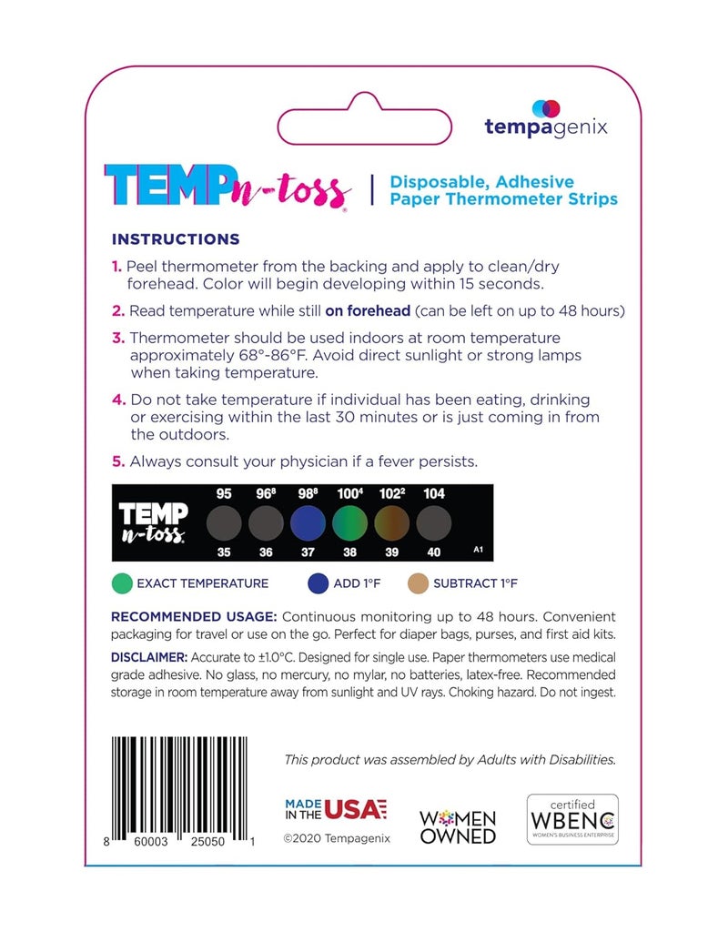 TEMPN-TOSS شرائط مقياس حرارة الجبين القابلة للتخلص السريع - تمب-إن-توس لقياس درجة حرارة الأطفال بدقة ونظافة (12) - Image 2