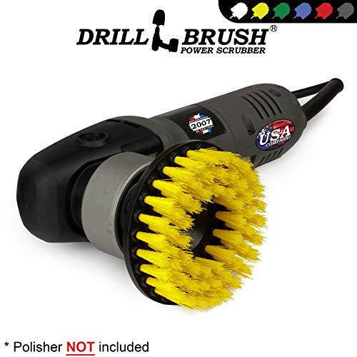 Drillbrush Threaded 5-inch Scrubber - All Purpose Cleaning Supplies - Scrub Brush fits Electric, Pneumatic DA Rotary Polishers - Bathroom Rugs - Cleans Carpet - Floor Scrubber - Shower Cleaner - Grout Cleaner - Image 4