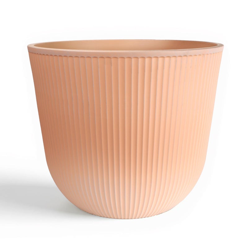 WORTH Garden Round Large Planter Pot 1-Pack, 17.5" Dia x 15.5" H - Durable Plastic Terracotta Plant Tree Pots with Vertical Stripe Textured Finish, Drainage Hole for Indoor Outdoor Front Porch Patio - Image 1