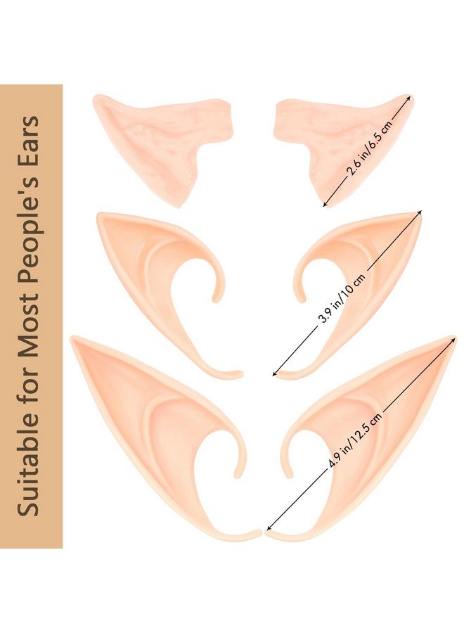 HFATMOS Fairy Pixie Elf Ears, Soft Pointed Latex Elf Ears, Anime Party Dress Up Costume Accessories For Halloween Christmas Party Cosplay Masquerade Accessories (6 Pairs)  - Image 2