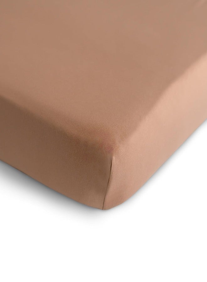 mushie Stretchy & Soft Crib Sheet | Fitted 28" x 52" (Natural) - Image 2
