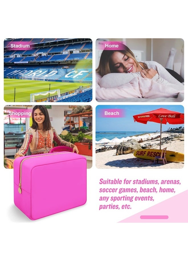 Iqimott حقيبة مكياج وردية ساخنة من النايلون كبيرة لحقيبة السفر، حقيبة تجميل كبيرة أنيقة، حقيبة مكياج بسعة كبيرة، حقيبة أدوات شخصية، حقيبة تخزين كبيرة بسحاب مقاومة للماء للنساء والفتيات والمراهقات - Image 3