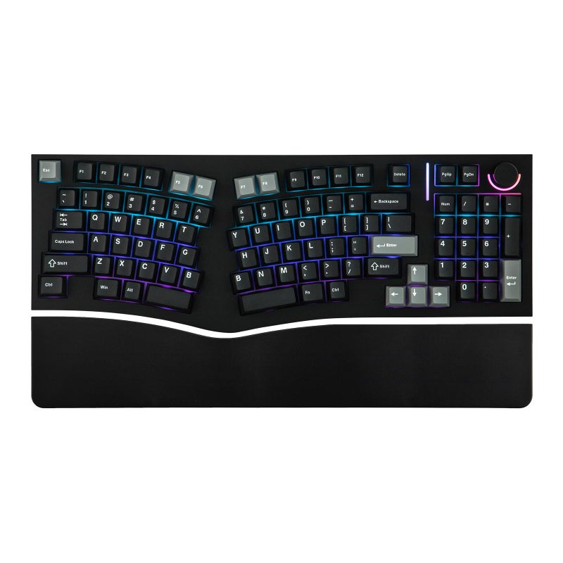 MechLands Feker Alice98 Ergonomic 98 Keys Custom Mechanical Keyboard, VIA Programmable, USB-C Wired Gaming Keyboard, Hot Swappable, 5 Layer Paddings, Control Knob, NKRO, RGB for Win/Mac (Black) - Image 1