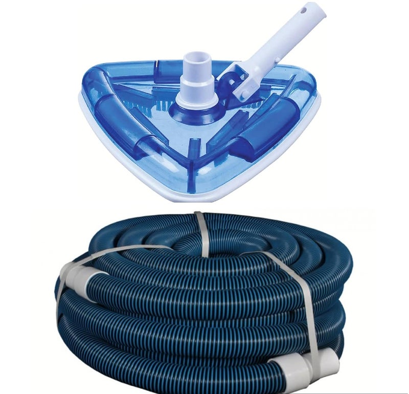 Bluewave BlueWave Triangular Transparent Triangle Pool Vacuum Head Inground Above Ground Swimming Pool and 9 Meter In Length Hose Pipe 38mm EVA Vacuum Hose With Standard Cuff Link - Image 1