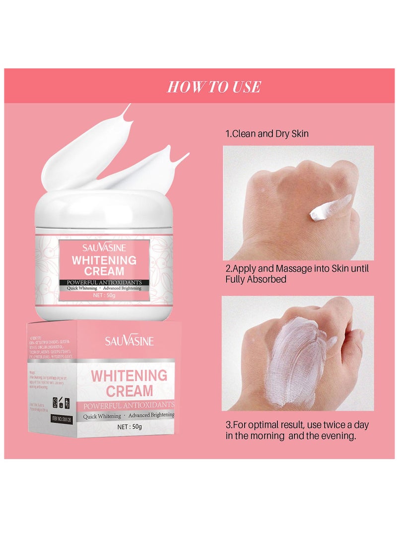 50ml Whitening and Brightening Cream Advanced Skin Brighten Body Cream Moisturizing Anti Wrinkle and Firming Daily Skin Care Cream Body Quick Whitening Cream Rapid Skin Bleaching Cream