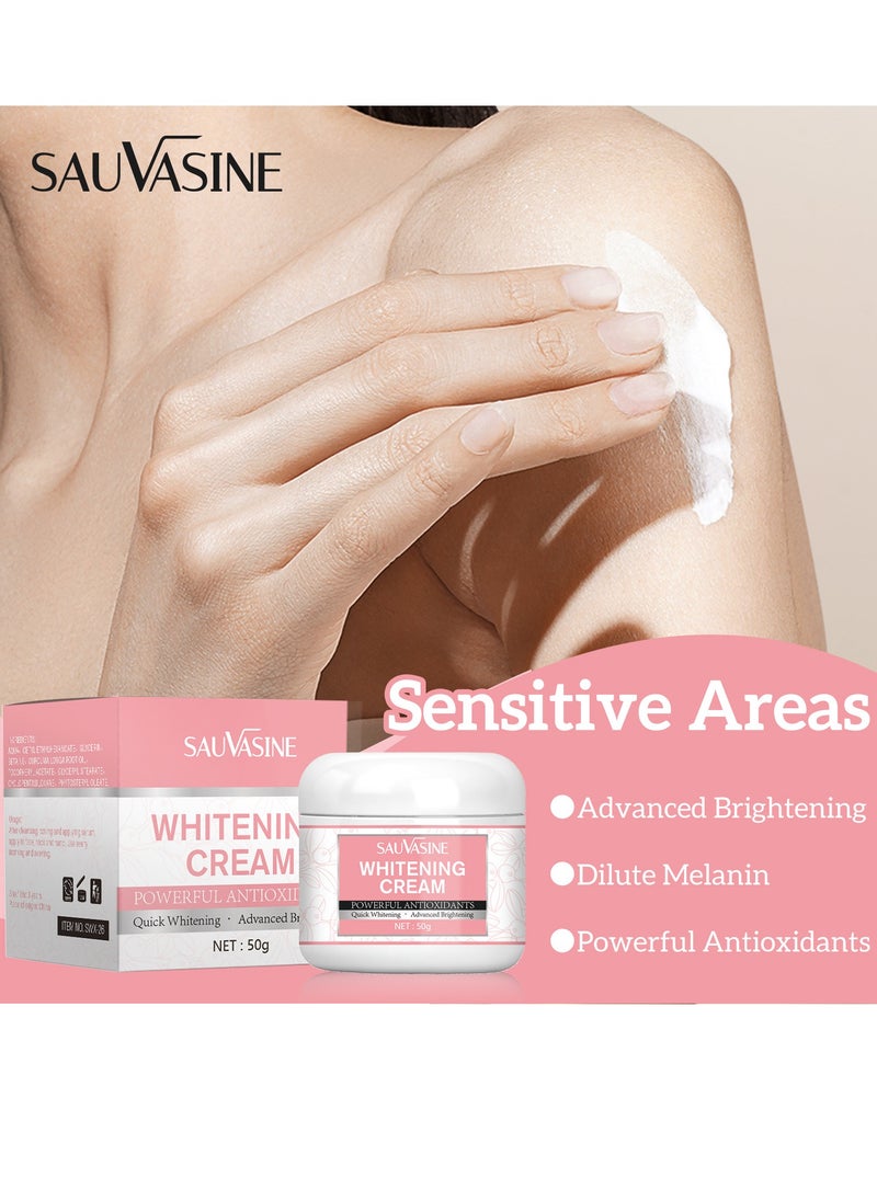 50ml Whitening and Brightening Cream Advanced Skin Brighten Body Cream Moisturizing Anti Wrinkle and Firming Daily Skin Care Cream Body Quick Whitening Cream Rapid Skin Bleaching Cream