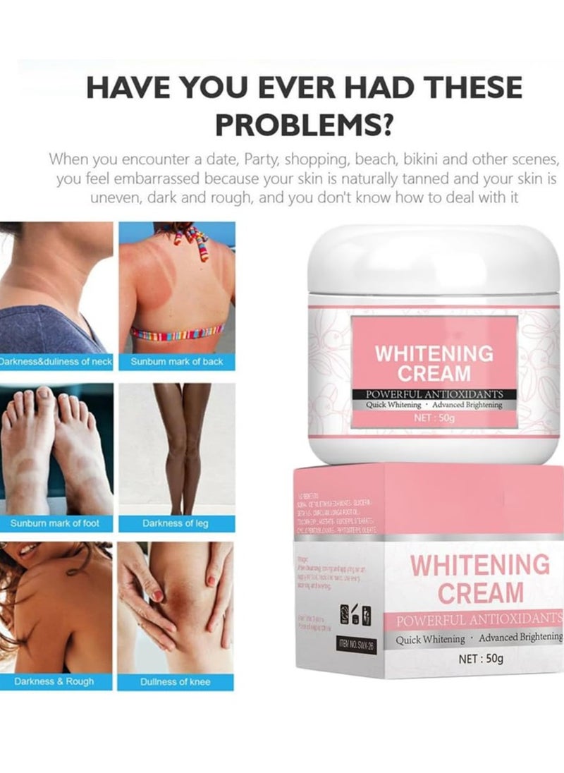50ml Whitening and Brightening Cream Advanced Skin Brighten Body Cream Moisturizing Anti Wrinkle and Firming Daily Skin Care Cream Body Quick Whitening Cream Rapid Skin Bleaching Cream