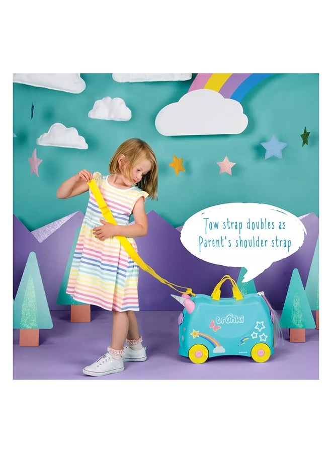 Trunki Una the Unicorn Ride-On Suitcase for Kids, Lightweight Carry-On Luggage with Wheels, Tow Strap and Storage for Family Travel - Image 3