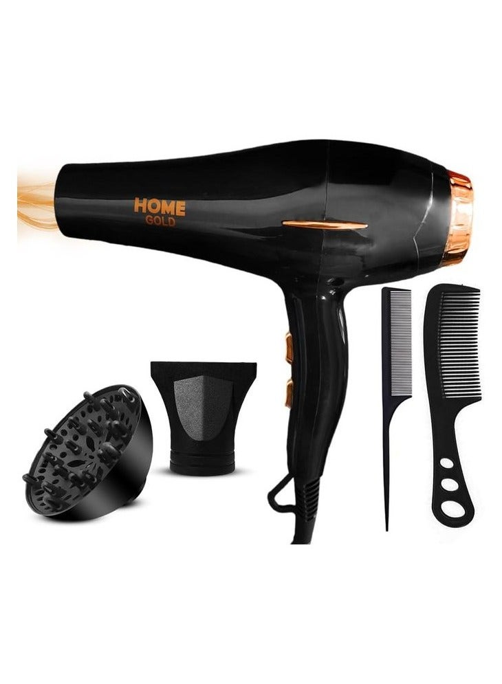 هوم جولد مجفف شعر هوم جولد 3000 - أداء تجفيف فائق بإعدادات متعددة، عناية أيونية وحماية من الحرارة الزائدة تيح لك زر كول شوت المدمج تثبيت تصفيفة شعرك مع توفير دفعة منعشة من الهواء البارد، مما يجعله مثاليًا لتثبيت مظهرك. السلامة أولاً: يتضمن مجفف الشعر هذا حماية من الحرارة الزائدة لضمان التشغيل الآمن والموثوق أثناء الاستخدام الطويل. (HG-699 - Image 1