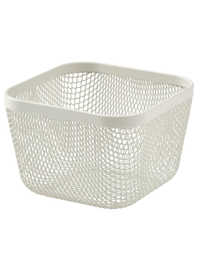 زبون سلة تخزين طعام، معدن/أبيض، 14×14×10 سم - Image 1