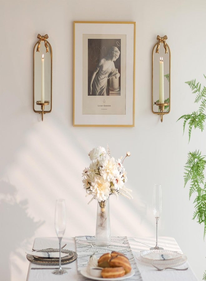 Walasis Gold Candle Sconces Wall Decor: Modern Decorative Wall Candle Holder Set of Two for Bedroom - Vintage French Metal Candle Sconces Beside Fireplace TV - Image 5