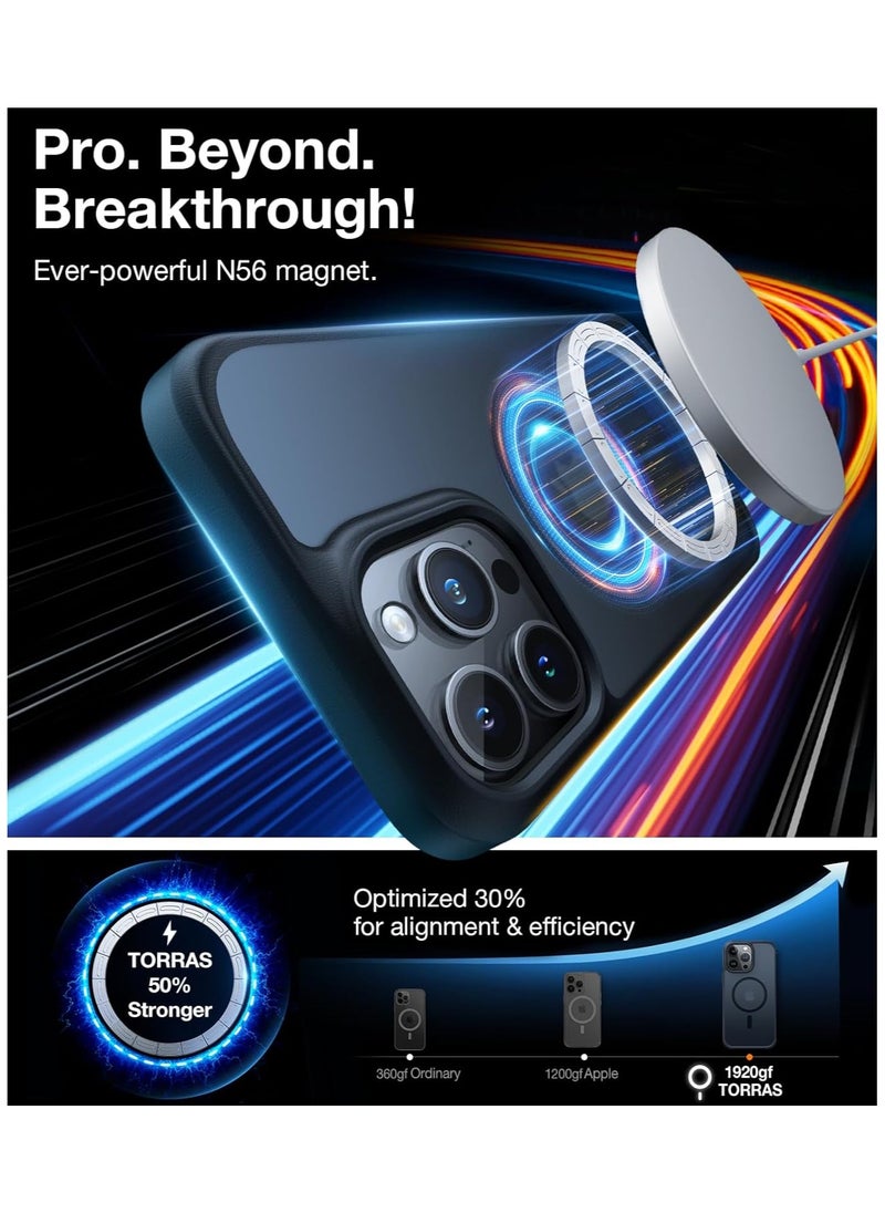 TORRAS Magnetic Shockproof Compatible with iPhone 15 Pro Case, [Mil-Grade Drop Tested] [Compatible with MagSafe] Translucent Slim Protective, PC & TPU, Anti-Fingerprint Guardian Mag 2023, Black  - Image 2