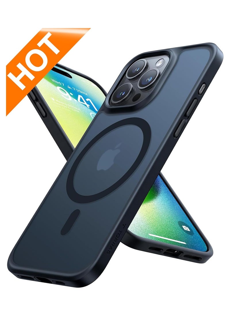 TORRAS - Magnetic Shockproof Compatible with iPhone 15 Pro Case, [Mil-Grade Drop Tested] [Compatible with MagSafe] Translucent Slim Protective, PC & TPU, Anti-Fingerprint Guardian Mag 2023, Black - Image 1