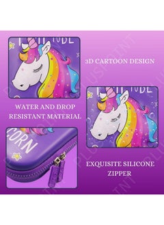 PLUSPOINT PLUSPOINT 3D Unicorn Pencil case Large Capacity Premium Stylish EVA Case Embossed Compass with More Space, School Supply Organizer for Students, Stationery Box, Cosmetic Zip Pouch Bag  - Image 3
