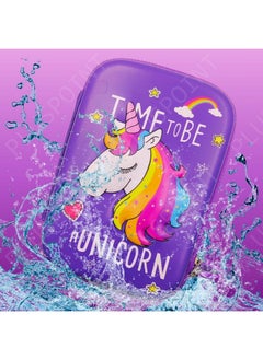 PLUSPOINT PLUSPOINT 3D Unicorn Pencil case Large Capacity Premium Stylish EVA Case Embossed Compass with More Space, School Supply Organizer for Students, Stationery Box, Cosmetic Zip Pouch Bag  - Image 2