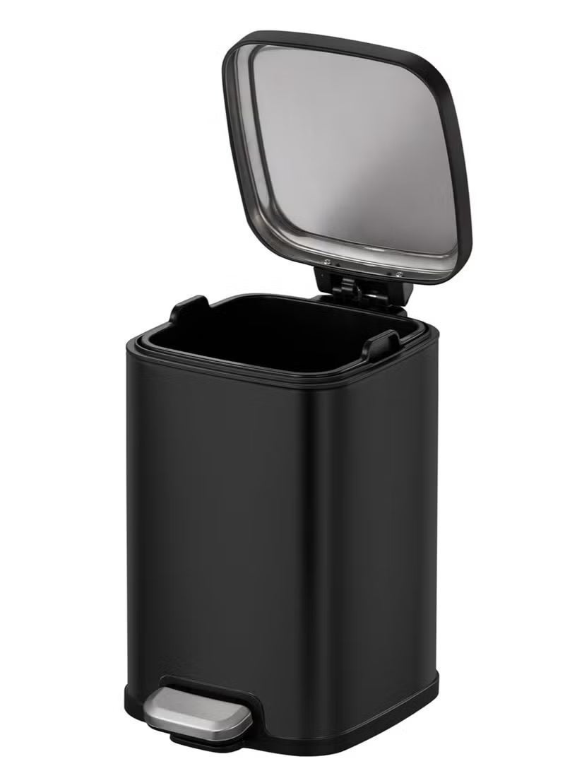 EKO Stella Step Bin | Soft-Close Lid | Fingerprint-Resistant Finish | Easy Open Foot Pedal | Compact Hygienic Waste Bin for Bathroom, Bedroom & Desk | 6L | Black - Image 3