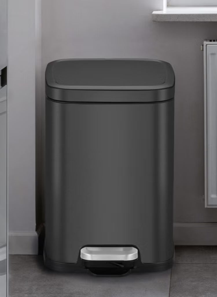 EKO Stella Step Bin | Soft-Close Lid | Fingerprint-Resistant Finish | Easy Open Foot Pedal | Compact Hygienic Waste Bin for Bathroom, Bedroom & Desk | 6L | Black - Image 5