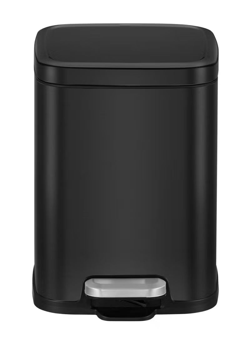 EKO Stella Step Bin | Soft-Close Lid | Fingerprint-Resistant Finish | Easy Open Foot Pedal | Compact Hygienic Waste Bin for Bathroom, Bedroom & Desk | 6L | Black - Image 1