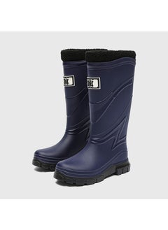 Generic Stylish Mens Rain Boots Waterproof Non-slip Blue [Cotton added]] 