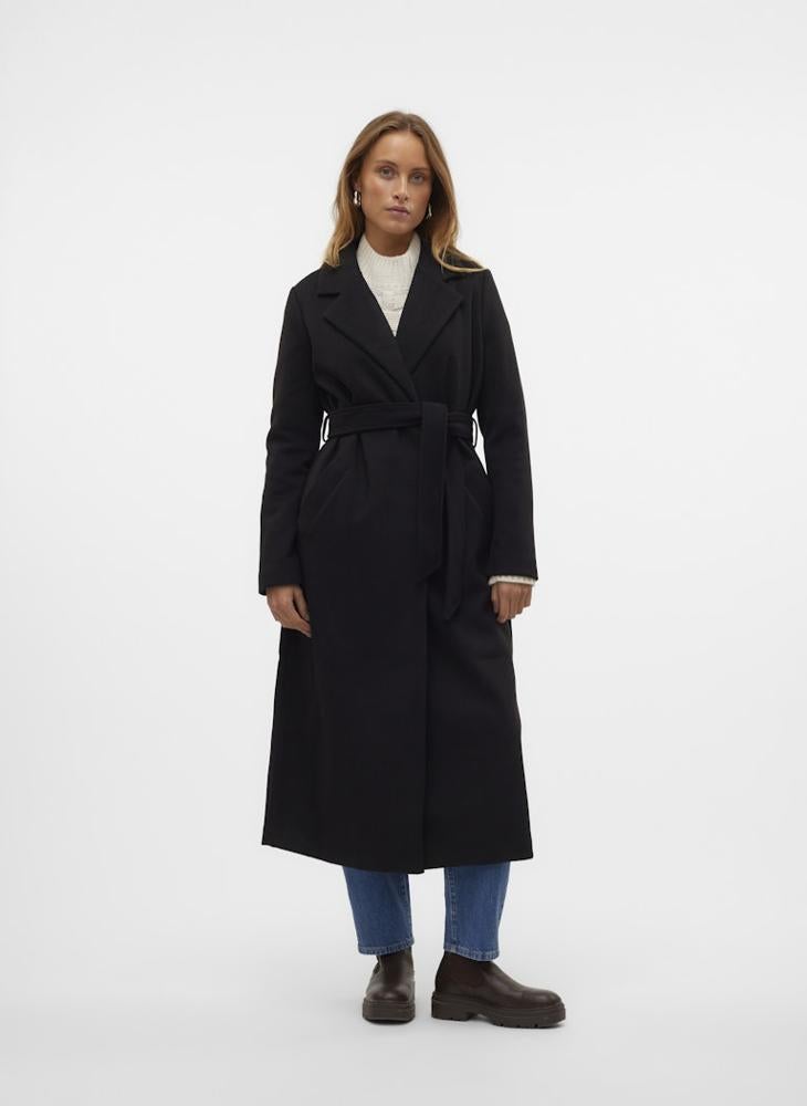 فيرو مودا معطف طويل بحزام مفصل وجيوب - Image 1