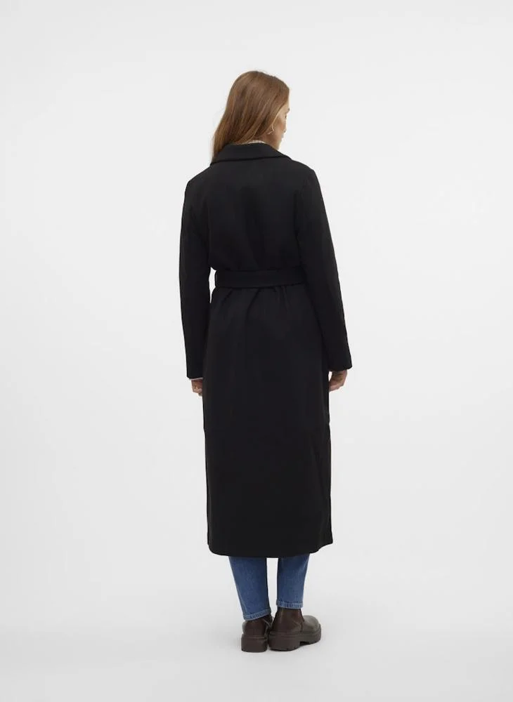 VERO MODA Wrap Front Long Line Coat with Belt