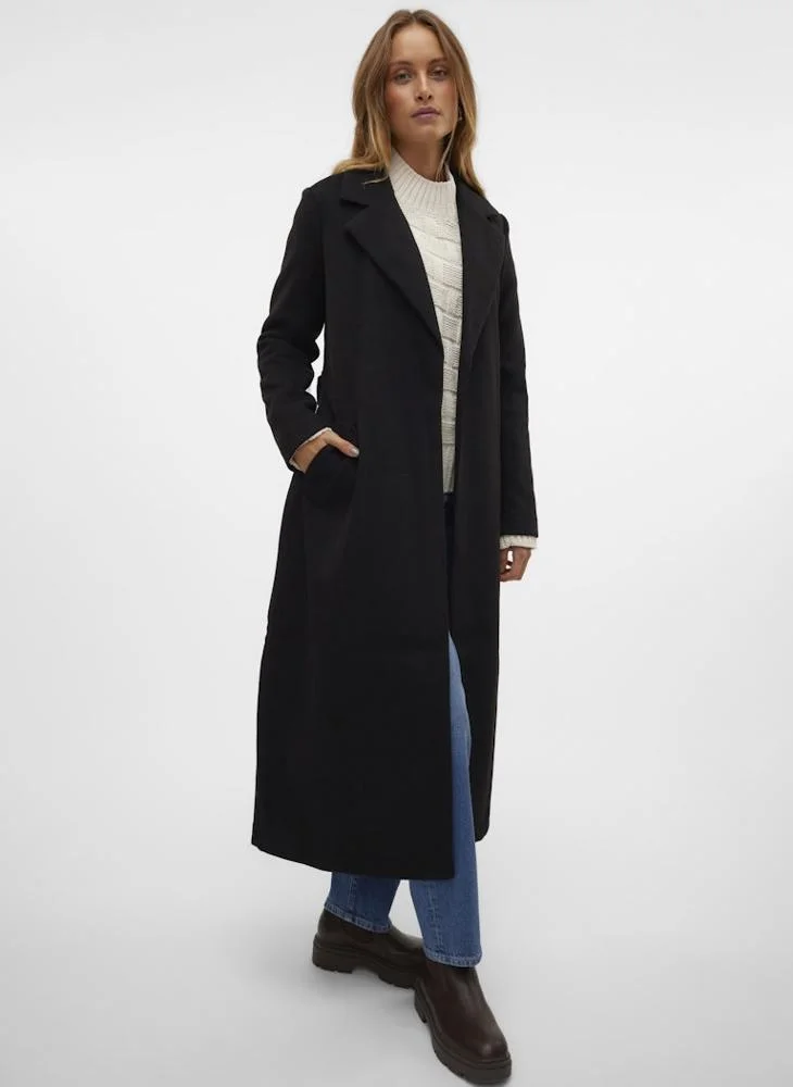 VERO MODA Wrap Front Long Line Coat with Belt