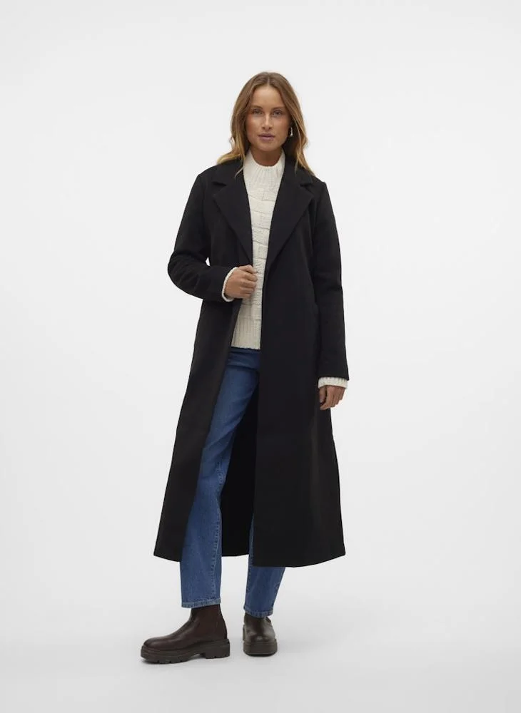 VERO MODA Wrap Front Long Line Coat with Belt