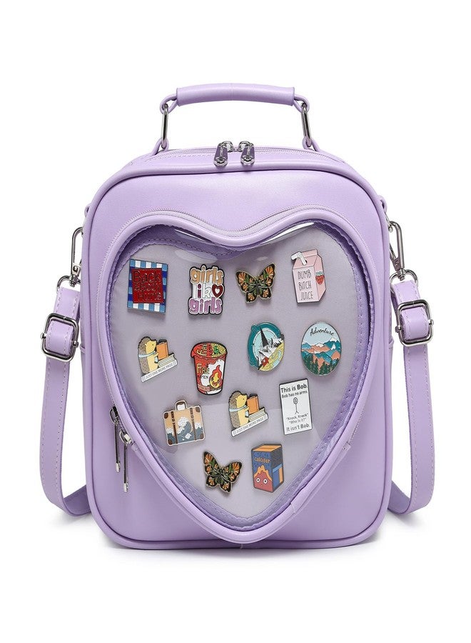 CHERRY SAUCE حقيبة ظهر متعددة الأغراض من CHERRY SAUCE Dopamine Color Ita Bag، حقيبة كروس بودي، حقيبة يد على شكل قلب، حامل دبابيس كاواي، 17-بنفسجي، 8 × 11.5 × 1 بوصة - Image 1