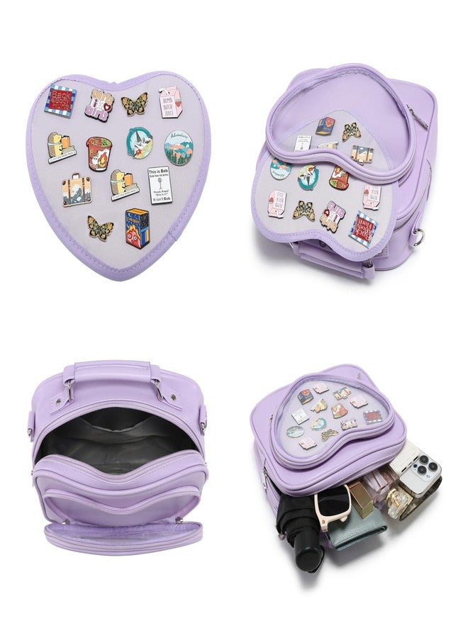 CHERRY SAUCE حقيبة ظهر متعددة الأغراض من CHERRY SAUCE Dopamine Color Ita Bag، حقيبة كروس بودي، حقيبة يد على شكل قلب، حامل دبابيس كاواي، 17-بنفسجي، 8 × 11.5 × 1 بوصة - Image 5