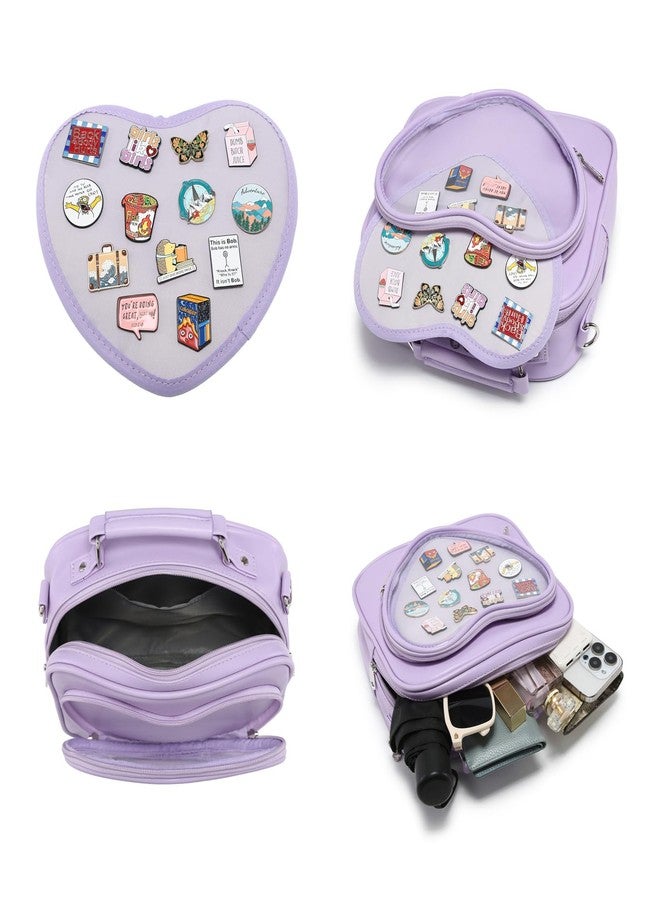 CHERRY SAUCE حقيبة ظهر متعددة الأغراض من CHERRY SAUCE Dopamine Color Ita Bag، حقيبة كروس بودي، حقيبة يد على شكل قلب، حامل دبابيس كاواي، 17-بنفسجي، 8 × 11.5 × 1 بوصة - Image 3