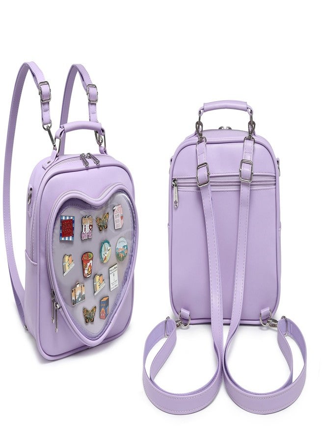 CHERRY SAUCE حقيبة ظهر متعددة الأغراض من CHERRY SAUCE Dopamine Color Ita Bag، حقيبة كروس بودي، حقيبة يد على شكل قلب، حامل دبابيس كاواي، 17-بنفسجي، 8 × 11.5 × 1 بوصة - Image 4