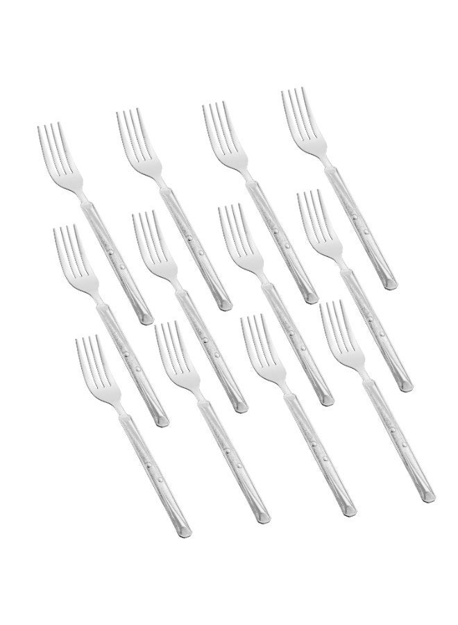 Hic 12-Piece Stainless Steel Dinner Fork Set Silver - Image 1