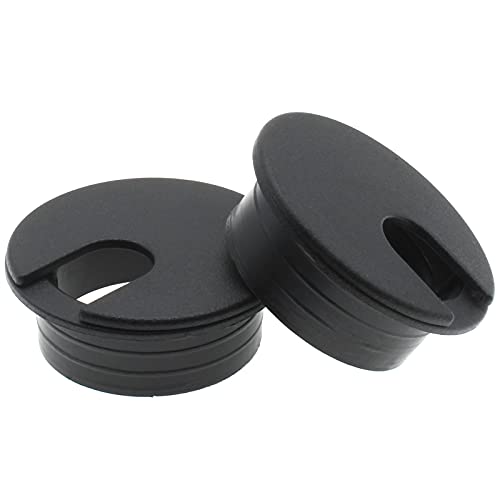 LBTODH 1-1/2 Inch (38 mm) U-Shaped Opening Desk Grommet 2 Pcs ABS Plastic Cable Hole Cover Cable Cord Grommet to Arrange Wires & Cords Through Computer Table/Countertops (Black) - Image 1
