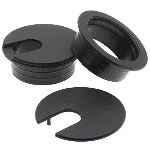 LBTODH 1-1/2 Inch (38 mm) U-Shaped Opening Desk Grommet 2 Pcs ABS Plastic Cable Hole Cover Cable Cord Grommet to Arrange Wires & Cords Through Computer Table/Countertops (Black) - Image 2