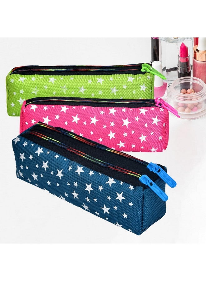 Kuber Industries Makeup Pouch | Rexine Cosmetic Pouch | Jewellery Utility Pouch | Toiletry Pouch for Girls | Travel Makeup Pouch for Girls | Storage Makeup Bag | Star Makeup Pouch | Pack of 3 | Multi - Image 1