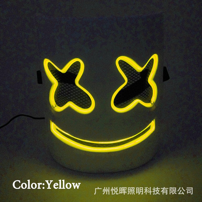 Baoda Electronic Music Festival Marshmallow Dj Headgear Cos Halloween Luminous Mask Led Luminous Marshmallow Headgear - Image 1
